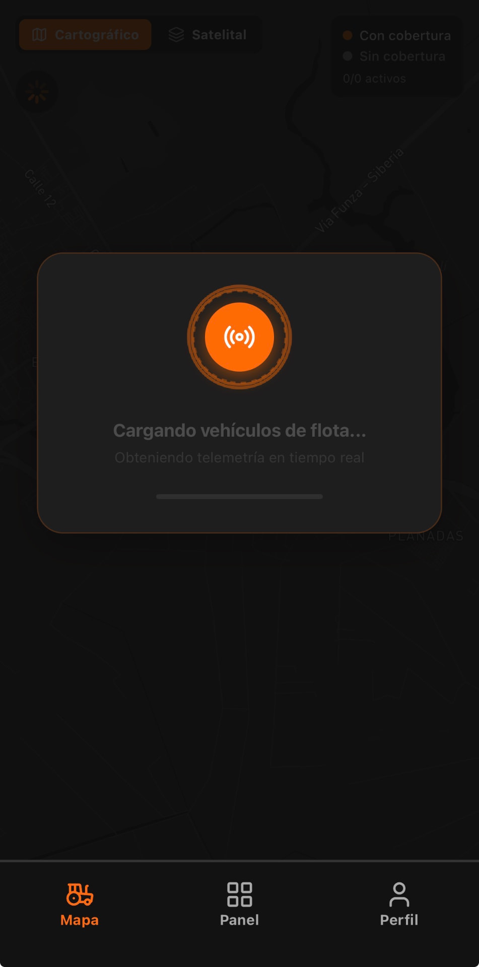 Pantalla de carga de la App MotoMart Telemetría